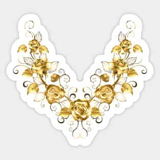 Symmetrical Pattern of Golden Roses ( Gold Roses ) Sticker